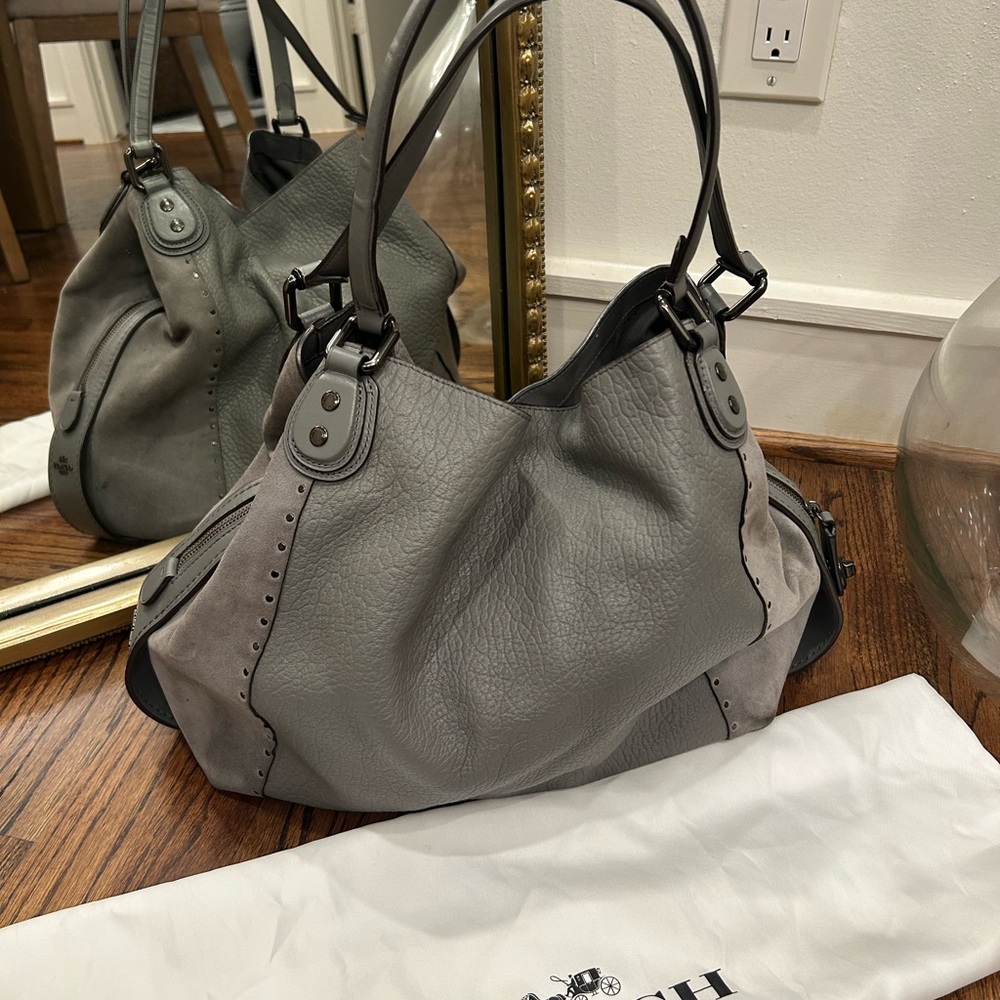 Coach Gray Leather Shoulder Bag
